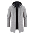 Men Winter Long Trench Coat 2023 Knit Sweater Jacket Fleece Wind Breaker Navy Turn-down Hoodies Zipper Cardigan Male Overcoat