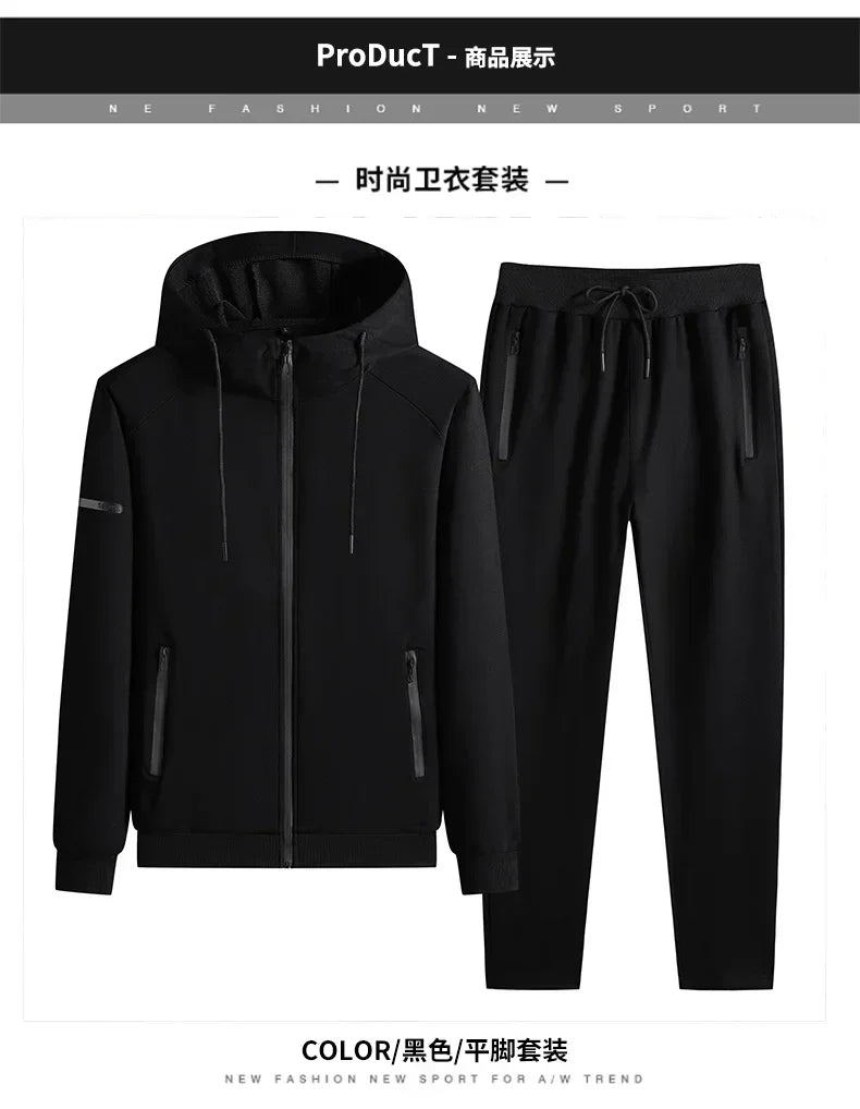 Plus Size tracksuits Men Sportswear Sets New Spring Autumn Clothing Hooded Pants Suit Male 2 Pieces Sweatshirt + Sweatpants 8XL