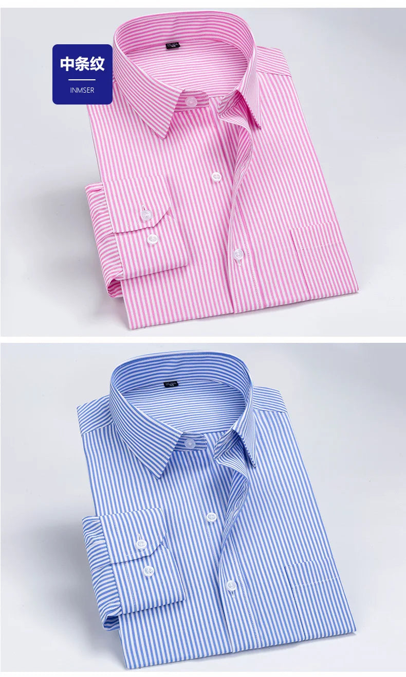 2026 Men's Long Sleeve Cotton Shirt Striped Design Spring Autumn Business Formal Dress Shirts for Men Party Wedding Shirts Male