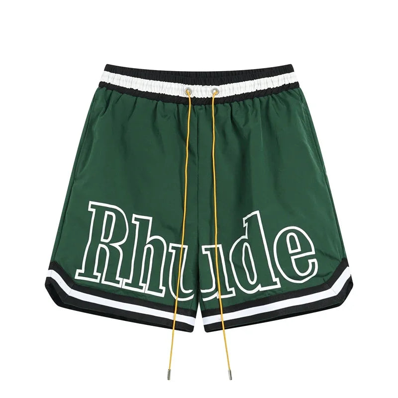 American Style Trendy Rhude Casual Shorts Loose Breathable Multi-color Mesh Beach Sports Shorts