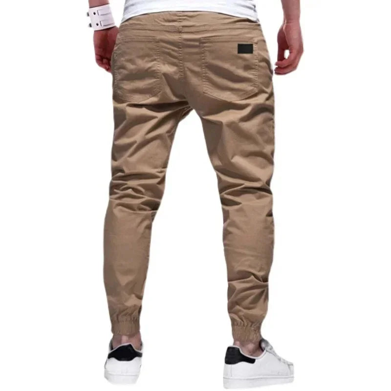 Spring Autumn New Cargo Pants Men's Fashion Sports Cargo Pants Solid Color Sweatpants Joggers Woven Pants Casual Male Trousers