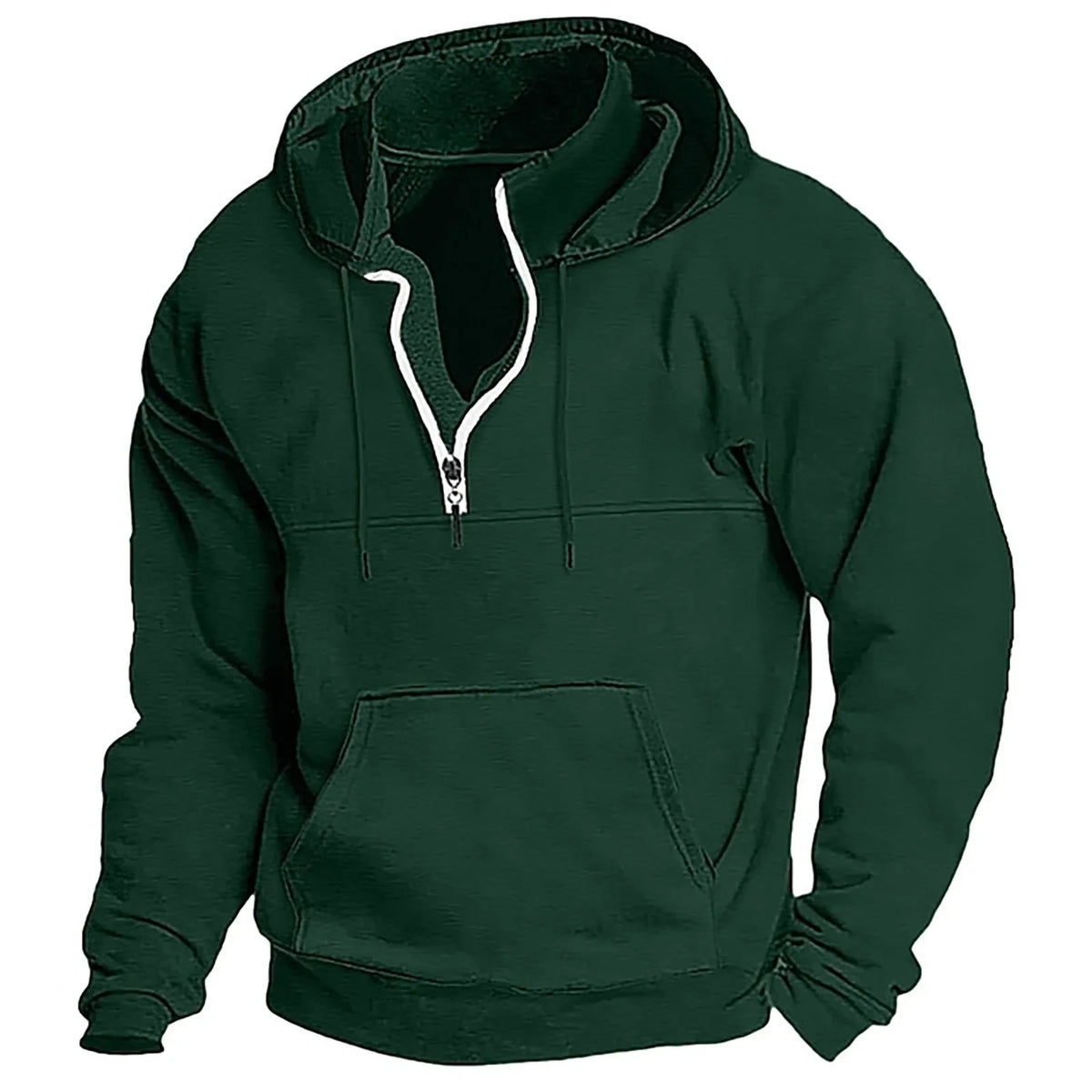 2026 Fashion Autumn/Winter New Hoodie Men's Casual Loose Stand Collar Solid Color Sports Hoodie Men's Half Zipper Street Wear