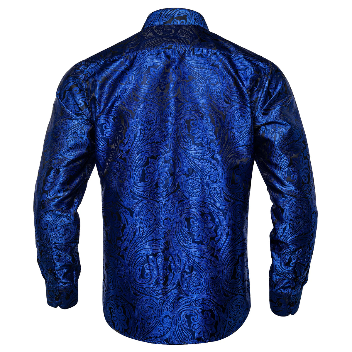 Brand New Men's Royal Blue Business Shirts Luxury Fashion Paisley Long Sleeve Turn-Down Collar Social Shirt Male Casual Blouse