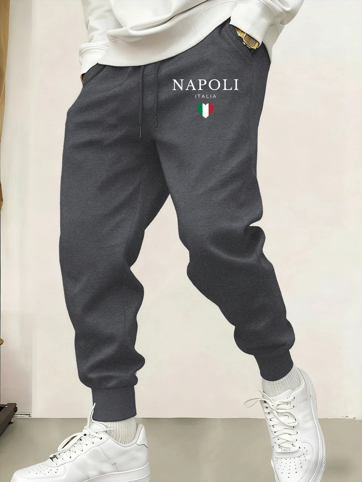 Napoli Italia Letter And Flag  Print Man Sweatpant Pocket Fleece Pant Casual Warm Trouser Autumn Fashion Sports Sweatpants Pants