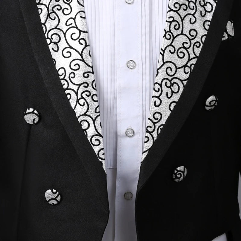 2024  Bent Flower Red/black /white Men's Dress Tuxedo Set Two-pieces,magician's Stage Performance, Conductor's Blazer Jacket