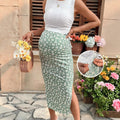 Pregnant Women Floral Print Skirt Maternity Adjustable Waist Side Split Skirts New 2026 Spring Summer Casual Pregnancy Clothing