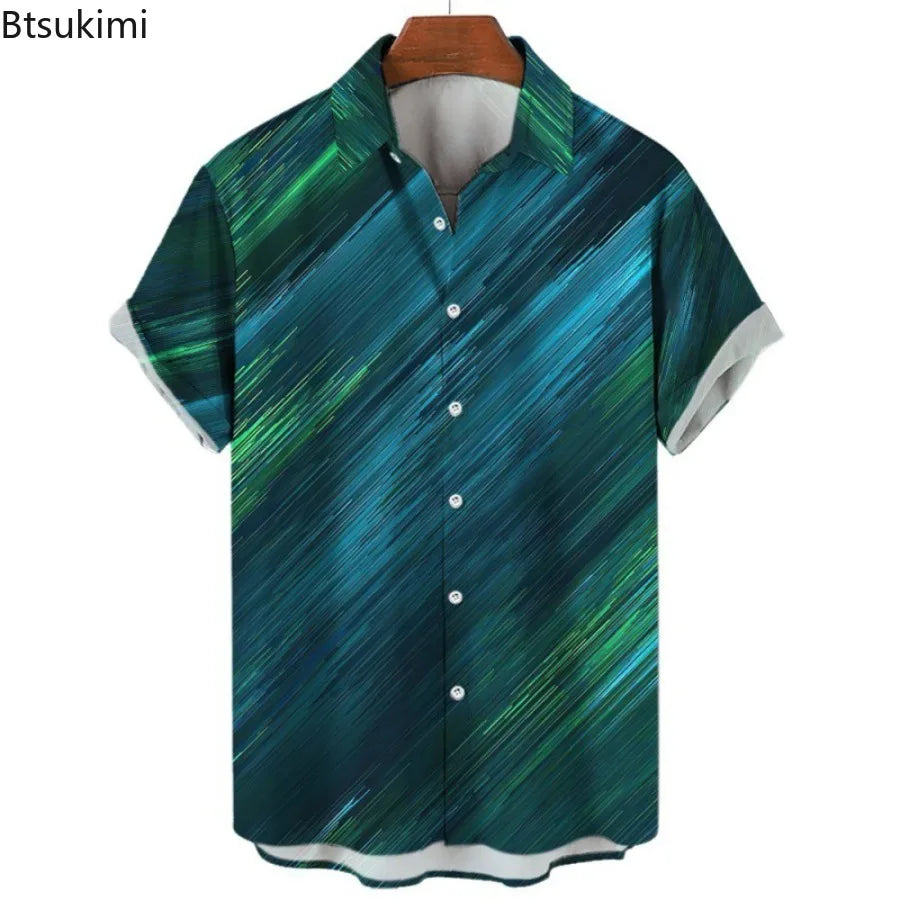 2026 Men's Summer Colorblock Shirts Short Sleeve Shirt Fashion Casual Lapel Cardigan Loose Comfortable Tops for Men Beach Shirts