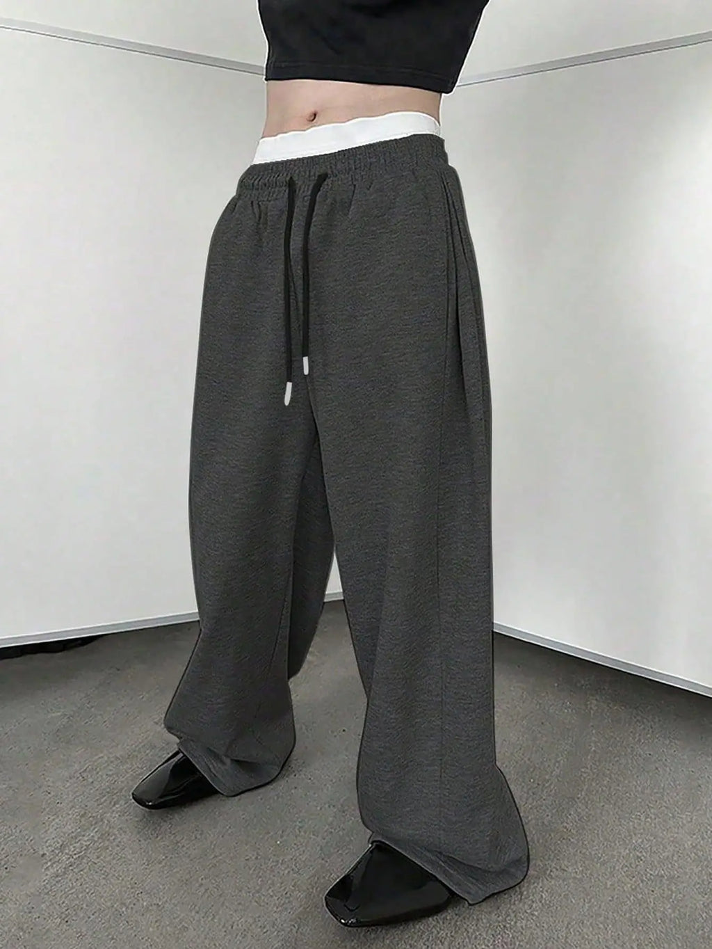 Y2k Harajuku Wide Leg Sweatpants Women Streetwear Baggy Oversize Gray Sports Pants High Waist Drawstring Casual Joggers Trousers