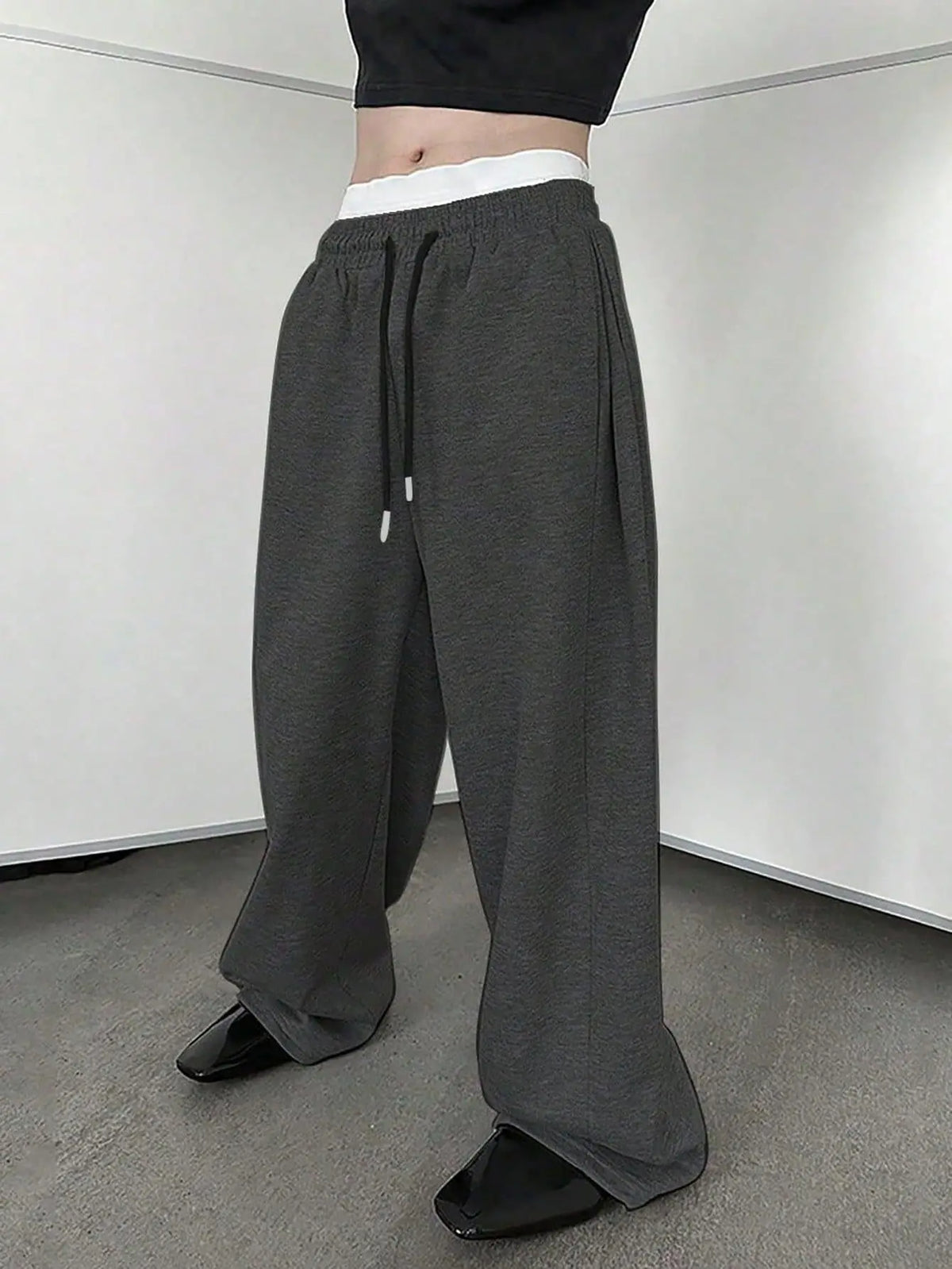 Y2k Harajuku Wide Leg Sweatpants Women Streetwear Baggy Oversize Gray Sports Pants High Waist Drawstring Casual Joggers Trousers