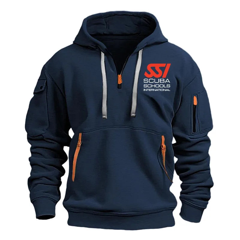 Spring Autumn Men's Scuba Diving Dive SSI Printing Multi Pocket Zipper Hoodie High Street Popular Harajuku Casual Sweatshirt