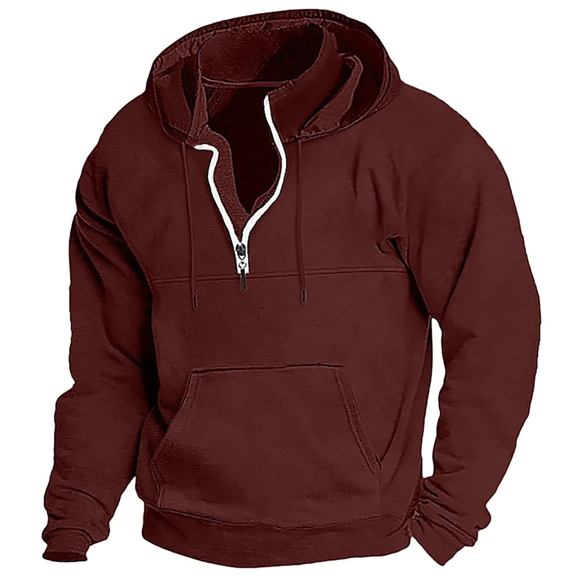 2026 Fashion Autumn/Winter New Hoodie Men's Casual Loose Stand Collar Solid Color Sports Hoodie Men's Half Zipper Street Wear