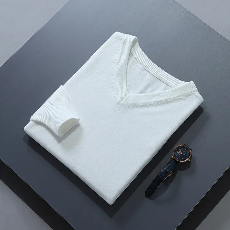 Men Cashmere Sweater Autumn Winter Soft Warm Jersey Jumper  Pull Homme Hiver Pullover V-Neck Knitted Sweaters