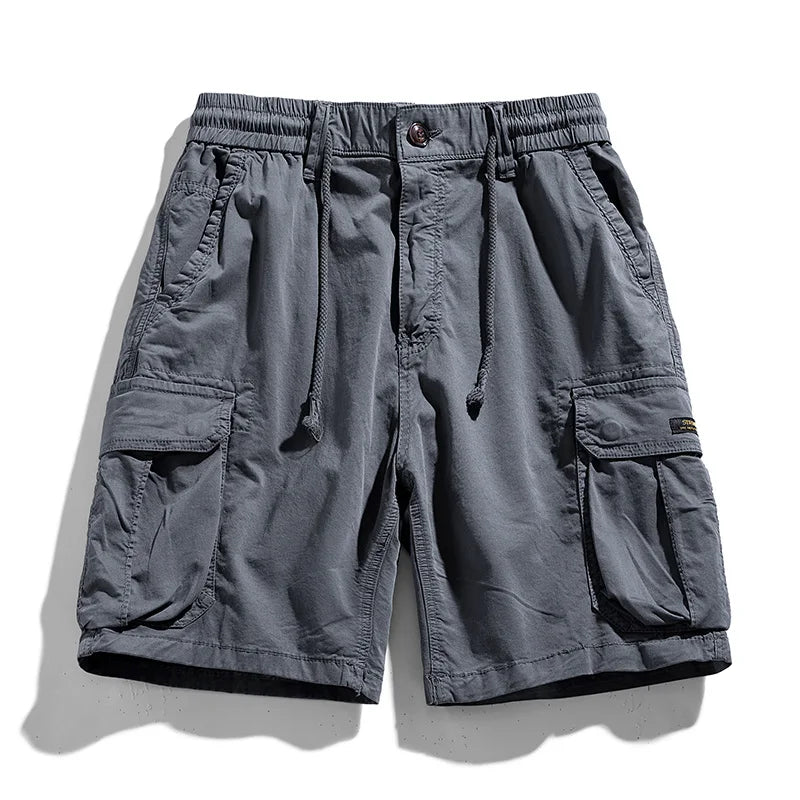 Summer Men Cargo Multi Pocket Shorts Men Casual Solid Elastic Waist Beach Short Spring Men Jogger Pants Shorts Male Dropshipping