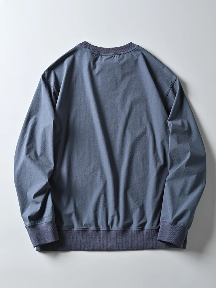 Casual Loose round Ne Sweatirt Men's Outdoor Waterproof Breathable Thin Sle Hoodie Streetwear Spring Autumn Youth ular