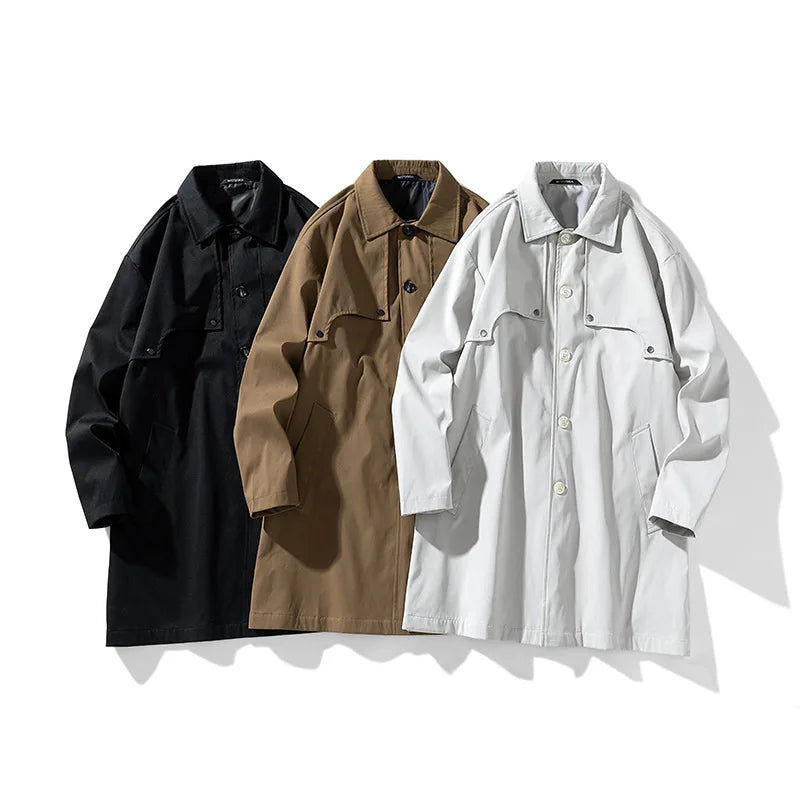 2025New Windbreaker Men's Autumn And Winter European Version Of The Long Plus Velvet Business Casual Coat Jacket Men Coat Luxury