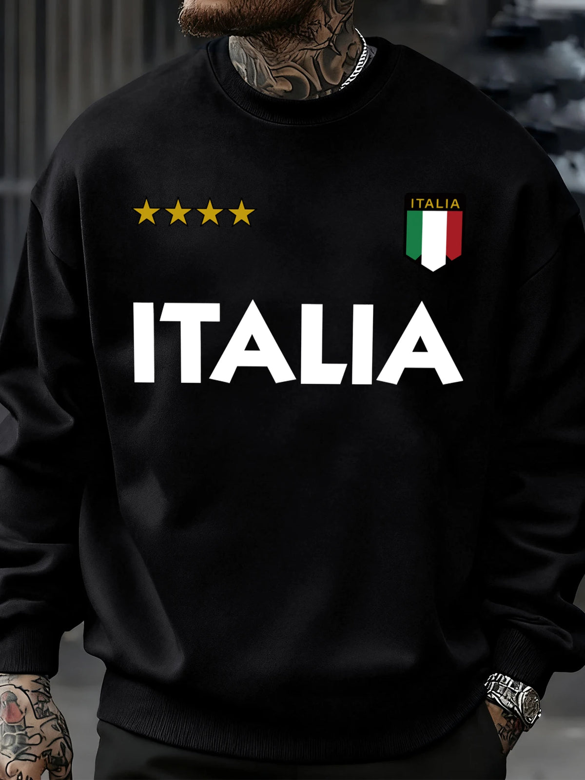 Italia Italian Flag Design Sweatshirt Men Autumn Oversize Sportswear Pullovers Street Fashion Clothing Casual Vintage Tops