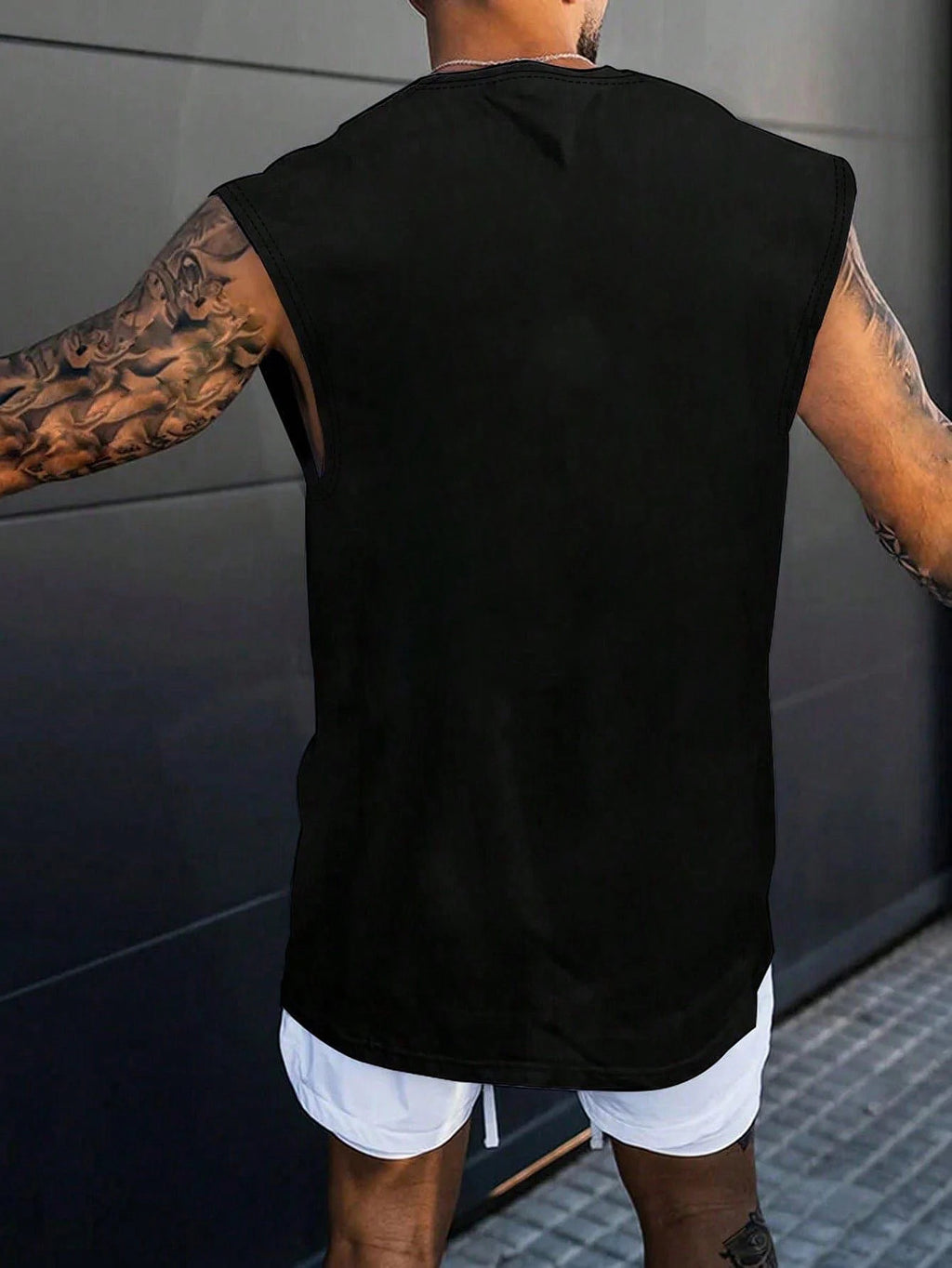 100% pure cotton men's summer fashionable casual sports loose personality pattern printed breathable round neck sleeveless vest