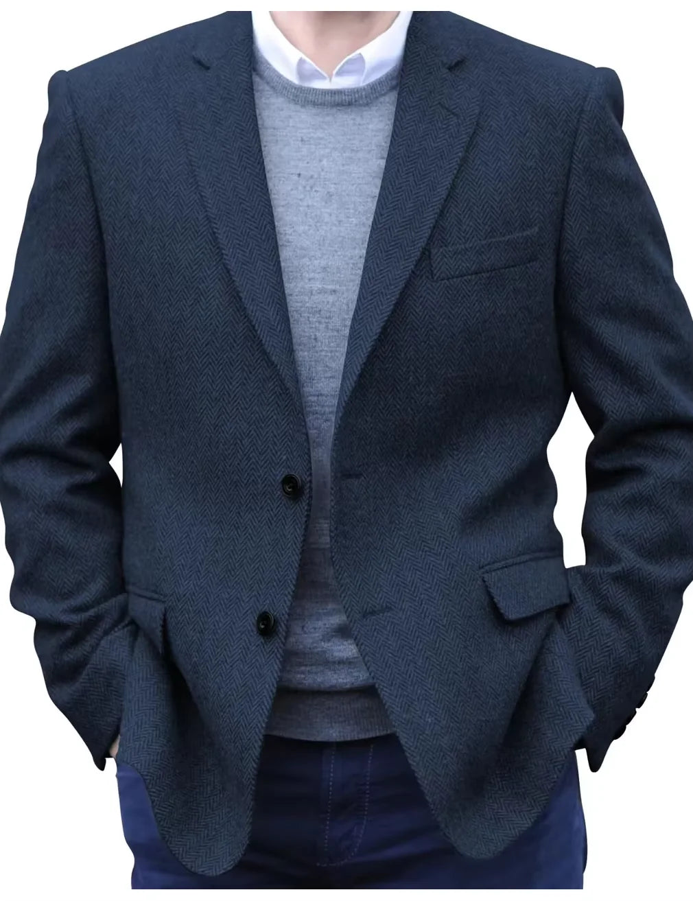 Premium Men's Suit Brown Blazer Prom Tuxedos Herringbone Tweed Single Breasted Formal Bussiness Jacket for Wedding（Only Coat）