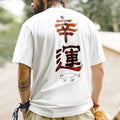 Maden Summer 100% Cotton Short Sleeve T-shirts for Men Color Change Lucky Flag Print Tees Casual Loose Fit White Tops