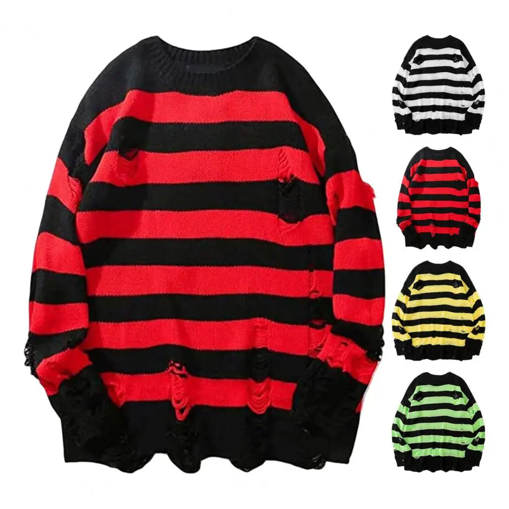 Men Sweater Hip Hop Women Sweater Pullover Knit  Chic Stretchy Anti-shrink Men Sweater