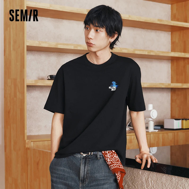 Semir Men Tshirt Cool Feeling Printed Traditional Style Trendy Knit Casual Top 2026 Summer Fashion Daily Comfort Wear