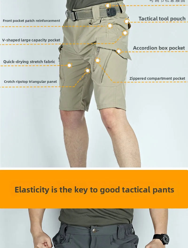 Men's Tactical Cargo Shorts Quick Dry Waterproof Multi-Pocket Outdoor Hiking Fishing Camping Summer Sports Lightweight Shorts