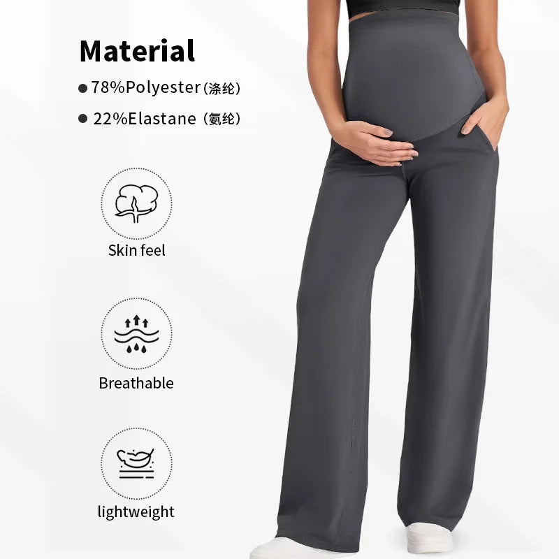 New Maternity Women Pants Solid Spring Autumn Wide-legged Pants High-waisted Loose Pants Casual Straight Pants Pregnant Clothing