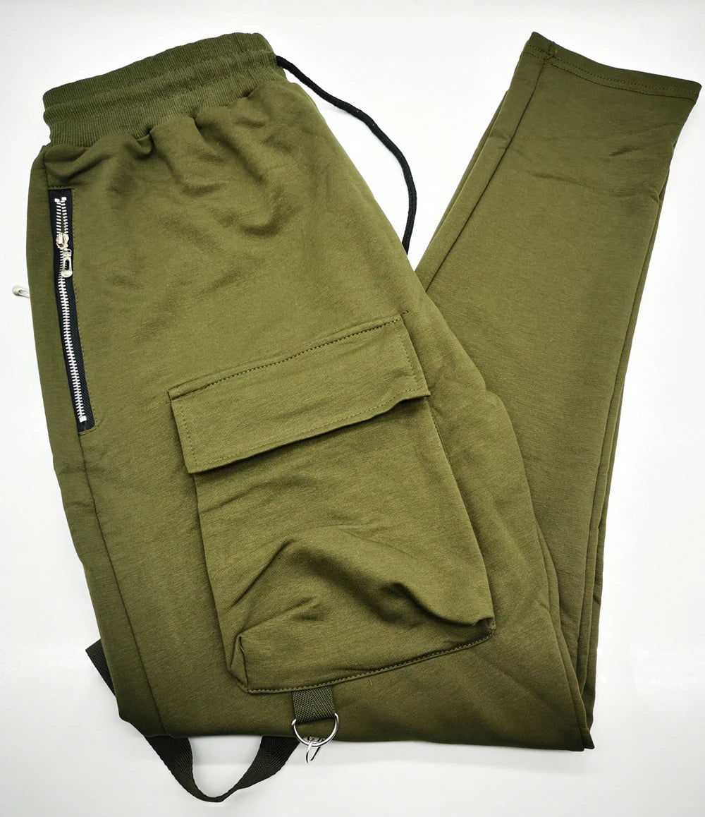 Mens Cotton Sweatpants Hip Hop Joggers Streetwear Casual Slim Sport Trousers Training Workout Fitness Big Pockets Cargo Pants