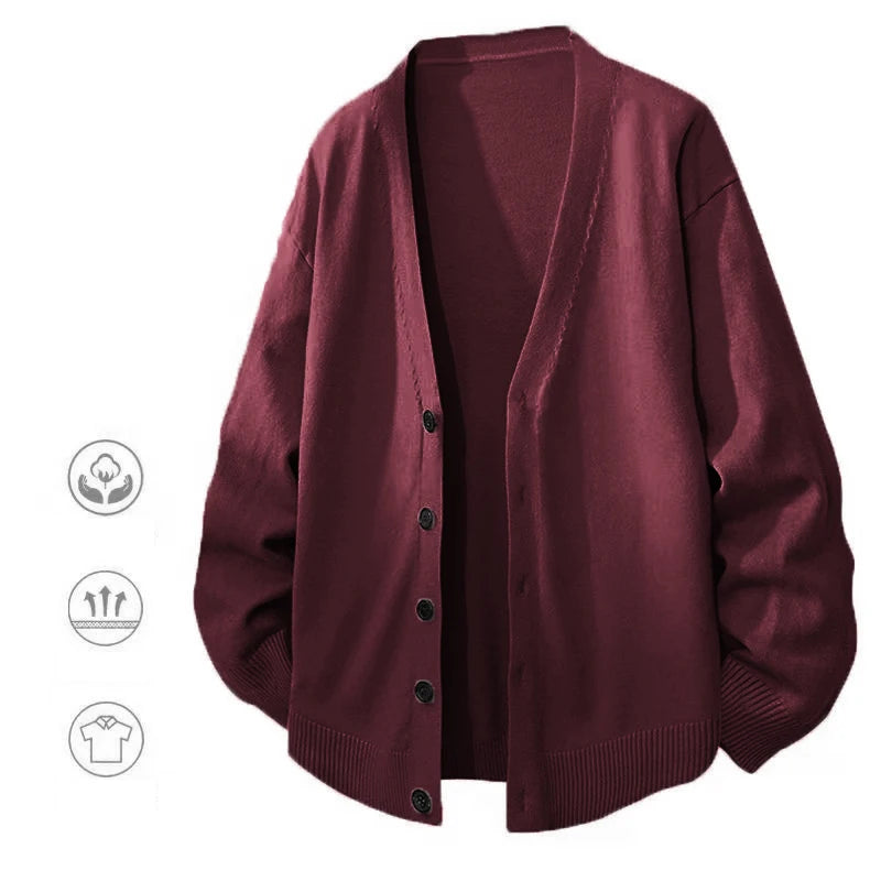 Animal Game Men's V Neck Cardigan Sweaters Casual Button Men's Cold Blouse Knitwear Outdoor Knit Long Cardigan Men Streetwear