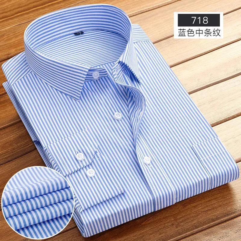 2026 Men's Long Sleeve Cotton Shirt Striped Design Spring Autumn Business Formal Dress Shirts for Men Party Wedding Shirts Male
