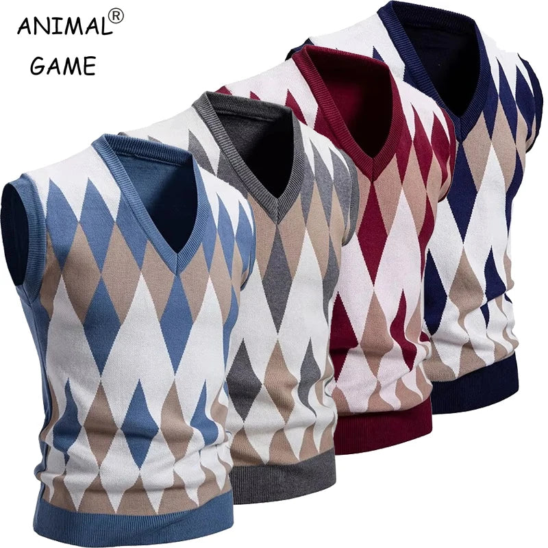 Mens Knitwear Sweatshirts V Neck Sleeveless Knit Vest Casual Slim Fit Pullover Knitted Sweater Lightweight Vests