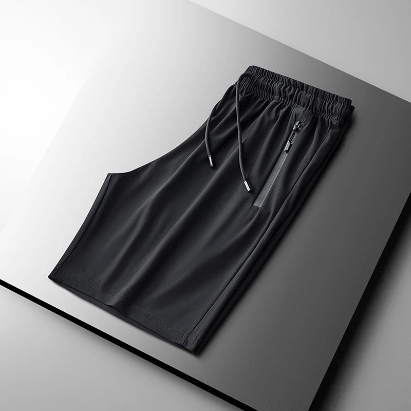 Men's Ice Silk Casual Shorts Summer Thin Quick Dry Breathable Sports 5-inch Pants Loose Plus Size Running Outdoor Beach Shorts