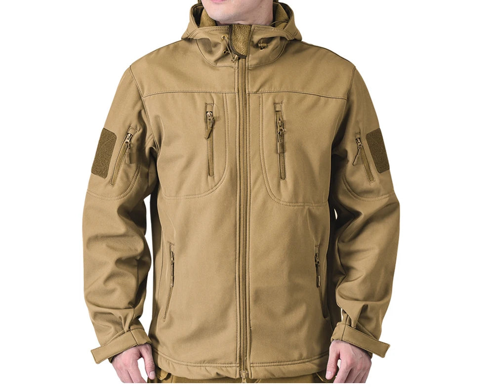 Autumn Winter Mens Army Tactical Jackets Men Softshell Warm Waterproof Action Jacket Men Mountain Ski Windbreaker Hooded Coats