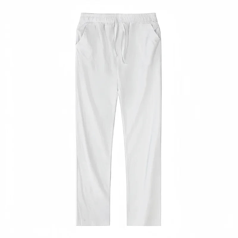Men's Cotton Linen Pants Joggers Sweatpants Streetwear Breathable Solid Color Vacation Linen Trousers  Autumn Loose casual Pants