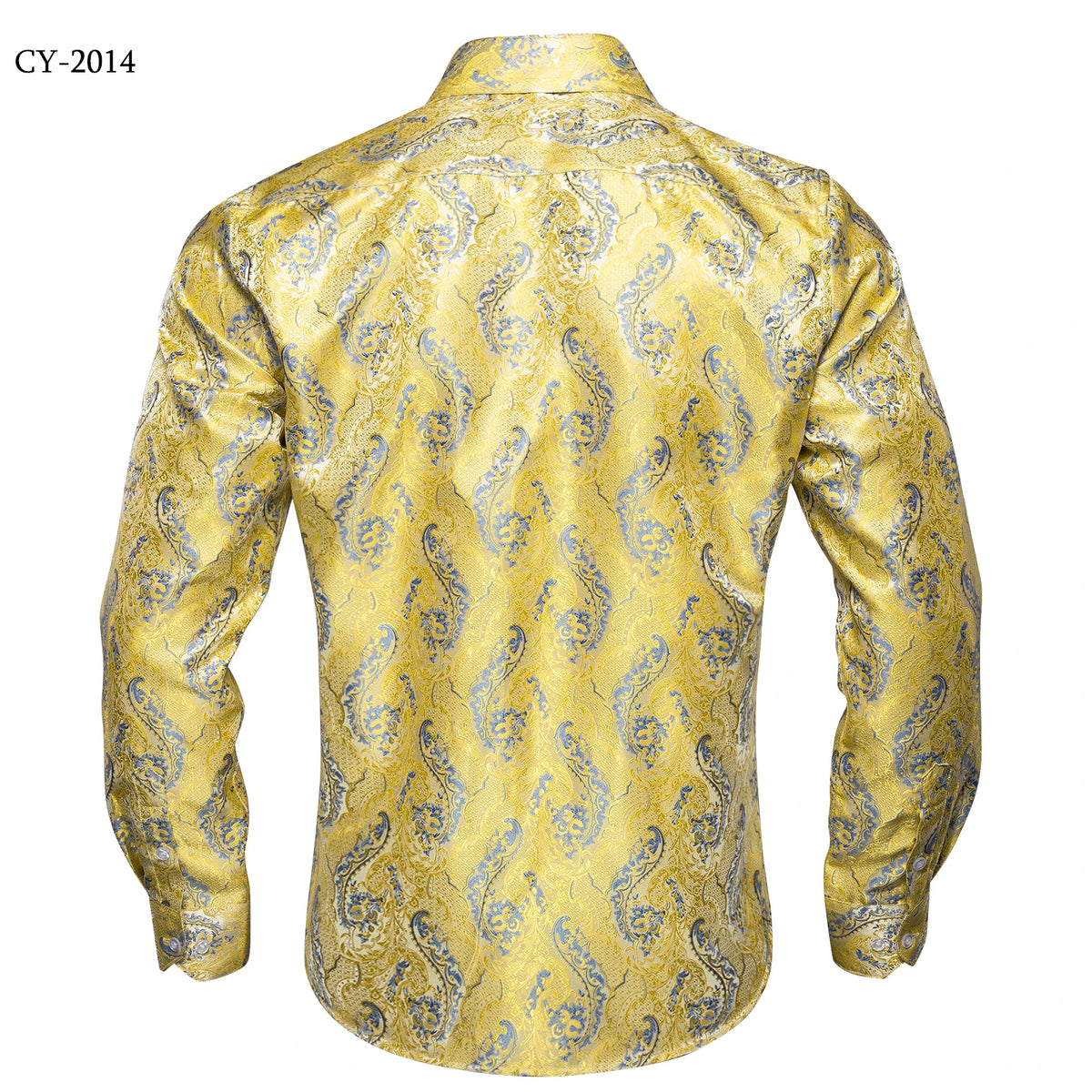 Brand New Men's Royal Blue Business Shirts Luxury Fashion Paisley Long Sleeve Turn-Down Collar Social Shirt Male Casual Blouse