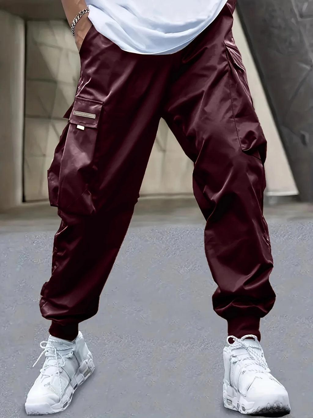 Men's Cargo Pants, Casual, Sporty, Outdoor, Large Pockets, Lightweight, Legging, Cropped Slacks 06B