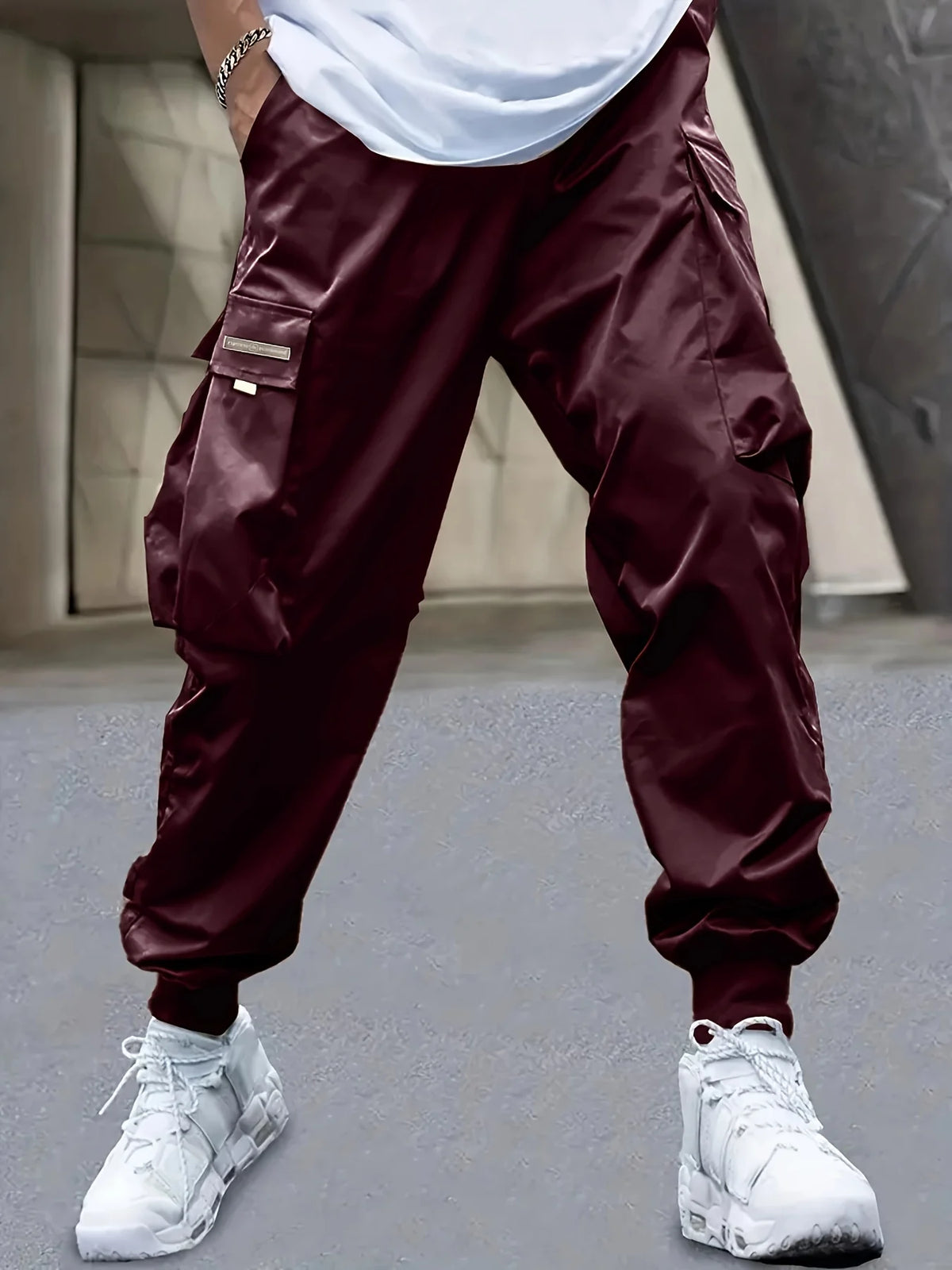 Men's Cargo Pants, Casual, Sporty, Outdoor, Large Pockets, Lightweight, Legging, Cropped Slacks 06B