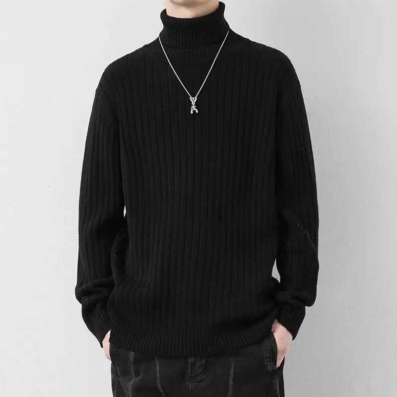 Autumn Winter Turtleneck Sweater Men Solid Color Fashion Knit Pullovers Youthful Vitality Casual Turtleneck Pullover Sweaters