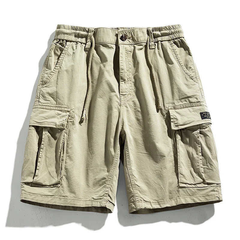 Summer Men Cargo Multi Pocket Shorts Men Casual Solid Elastic Waist Beach Short Spring Men Jogger Pants Shorts Male Dropshipping