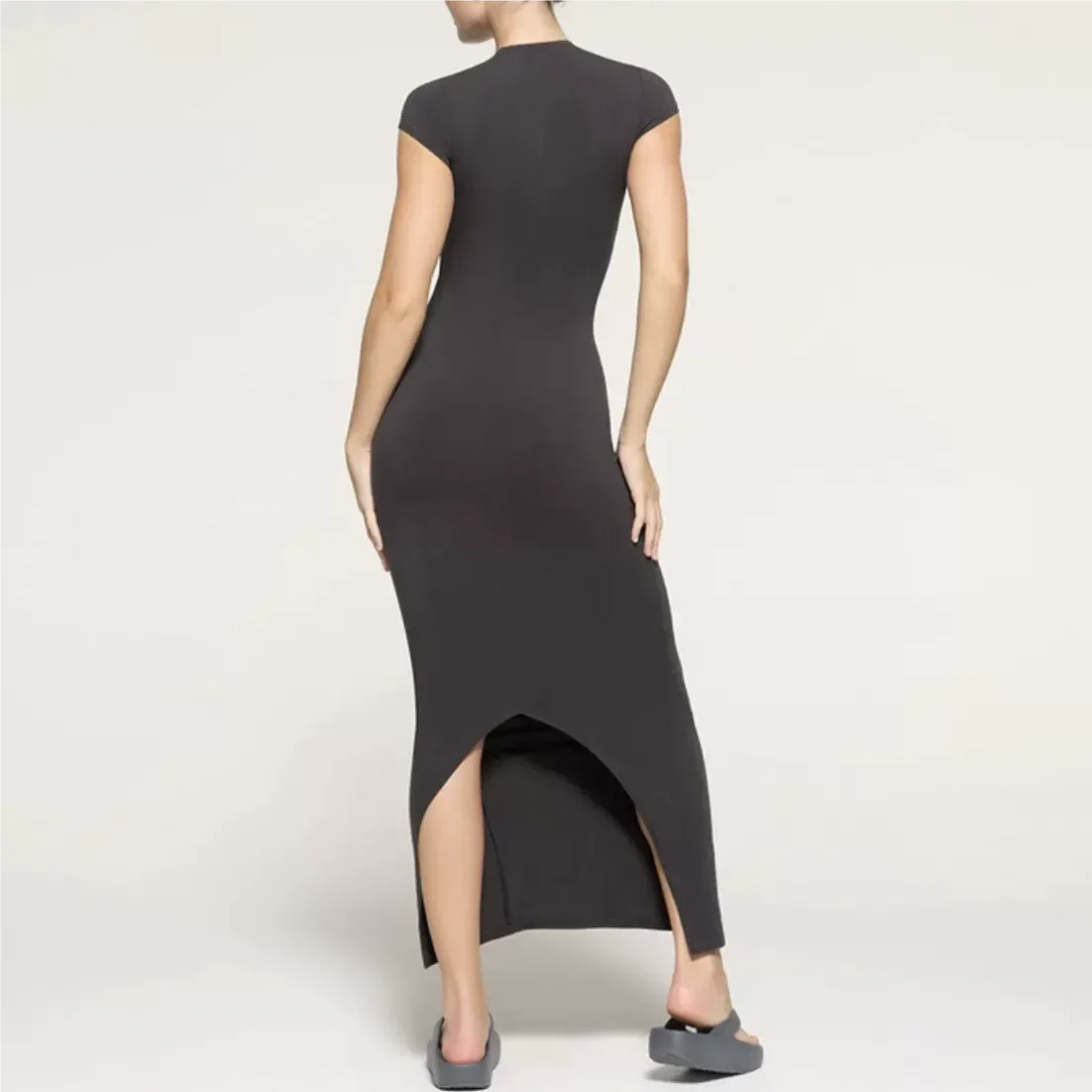 Short sleeve dresses for women 2025 Summer long dresses sexy one pieces black dresses vintage clothes midi dress bodycon knitted