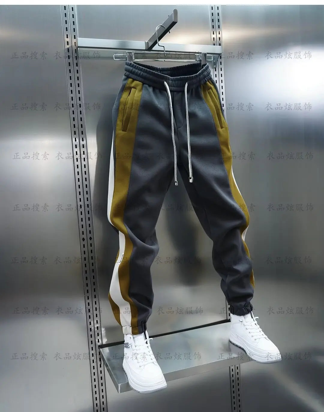 Man Sweatpant Striped Stitching Casual Harem Pants Jogger Trousers Luxury Brand Men's Clothing Elastic Waist Sweatpants Men