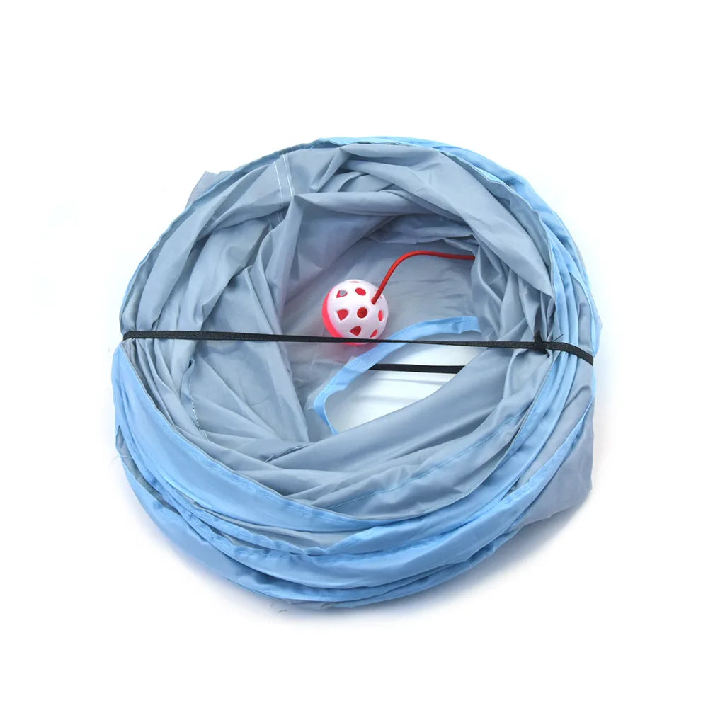Cat Toys Gray 3-Way Foldable Pet Cat Tunnel Tube Toy Kitten Tunnel Toy with Peep Hole Pet Training Interactive Toy Tunnel Tube
