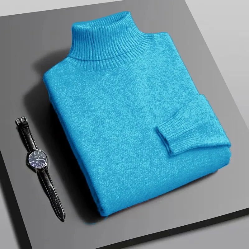 Animal Game Mens Knitwear Winter Turtleneck Sweater Slim Fit Long Sleeve Pullover Solid Trend Men Outdoor Coats Cold Blouse Man