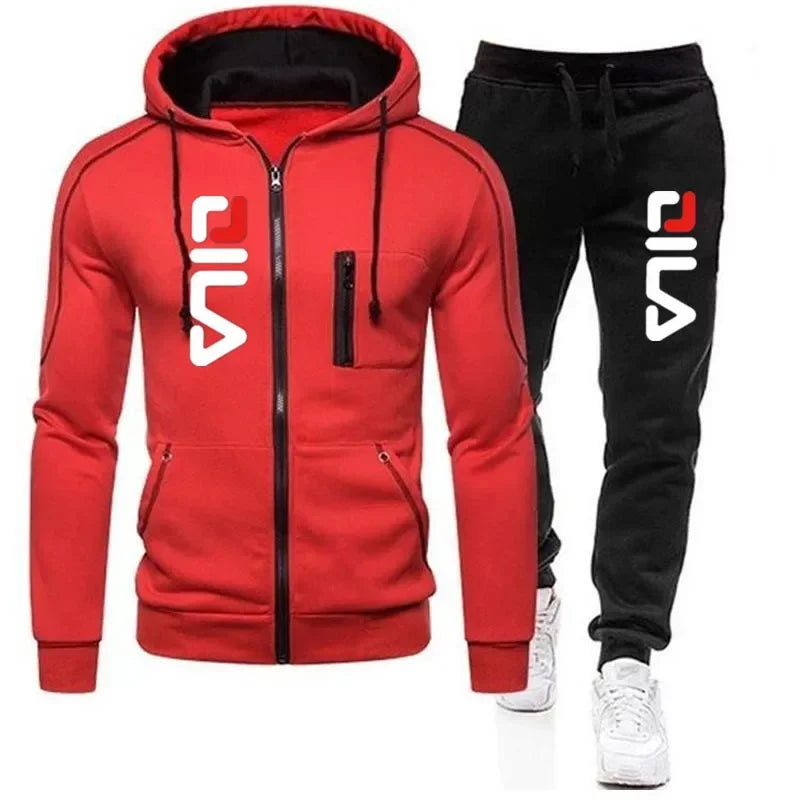 Fashion autumn/Winter men's casual suit,2025 new men's zipper jacket hooded jumper + sweatpants 2 sets, outdoor jogging jacket