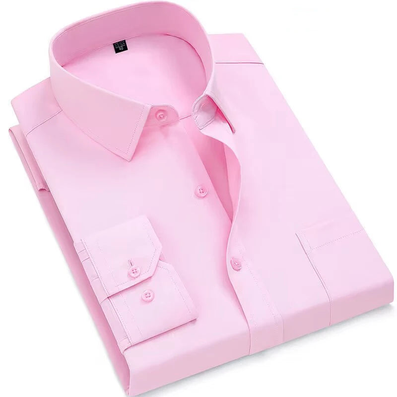 Men's Business Casual Social Shirts Oversized Plus Large Size 9XL Long Sleeve Classic Plaid Striped Brand Dress Shirts GOZBKF