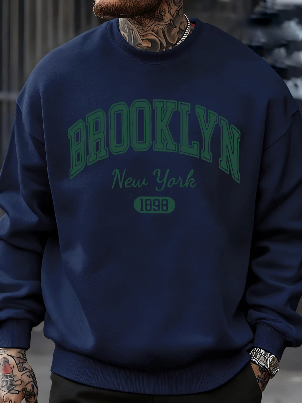 Brooklyn New York 1898 Prints Sweatshirt Autumn Man Clothes Fleece Fashion Pullover Casual Crewneck Sportswear Loose Soft Top