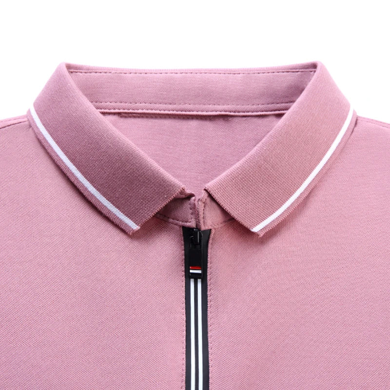 New Men's Casual and Fashionable Solid Color Short Sleeved Polo Shirt