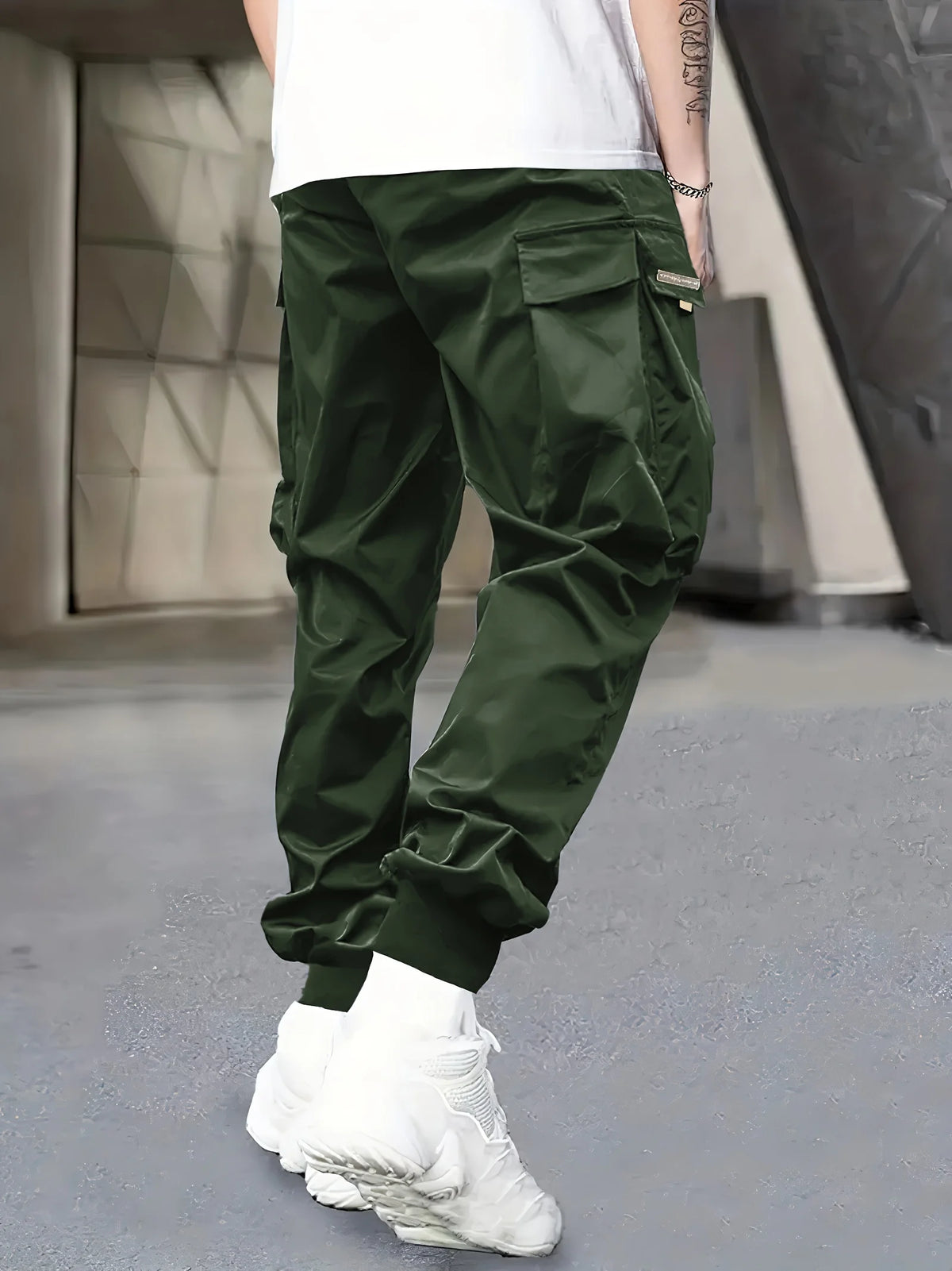 Men's Cargo Pants, Casual, Sporty, Outdoor, Large Pockets, Lightweight, Legging, Cropped Slacks 06B