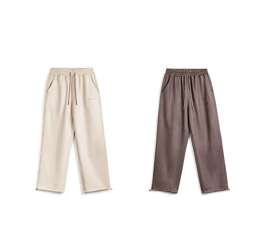 Maden New Casual Solid-color Elastic-waist Sweatpants Loose Straight Pants for Men's Autumn and Winter Versatile Sports Trousers