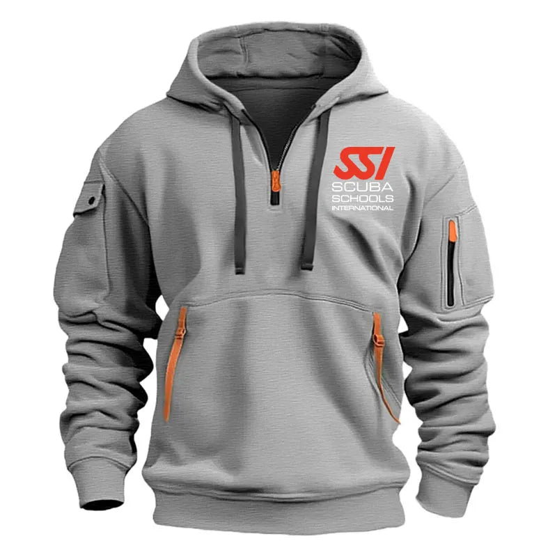 Spring Autumn Men's Scuba Diving Dive SSI Printing Multi Pocket Zipper Hoodie High Street Popular Harajuku Casual Sweatshirt